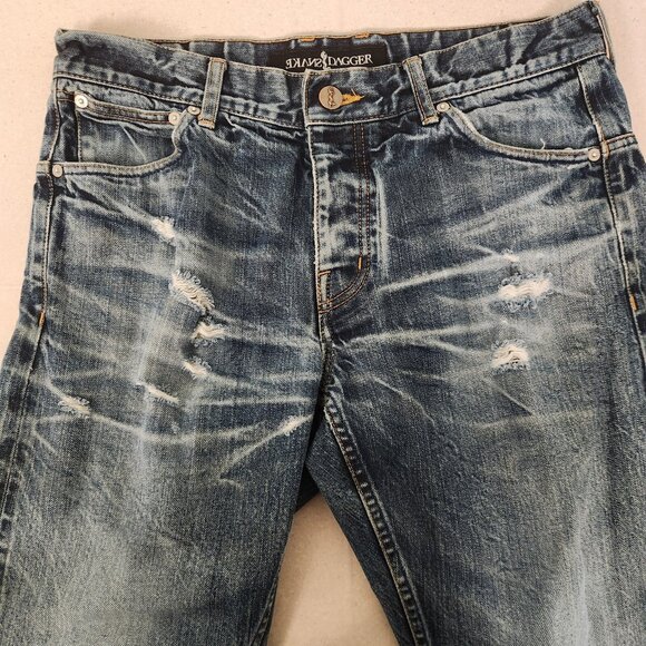 Snake & Dagger Japan 3D‎ Artist Rock Viper Selvedge Denim Jeans 33x34 Distressed - Picture 16 of 16